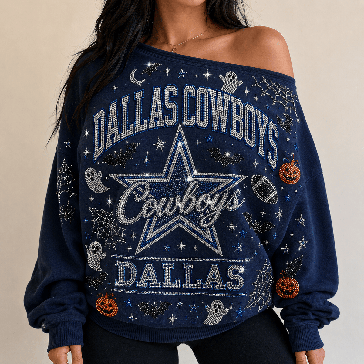 DLCB 3D SHOULDER RHINESTONE SWEATSHIRT DNBN