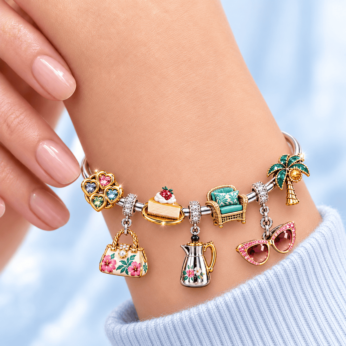 TGG Sliver Charm Bracelet Set TMH
