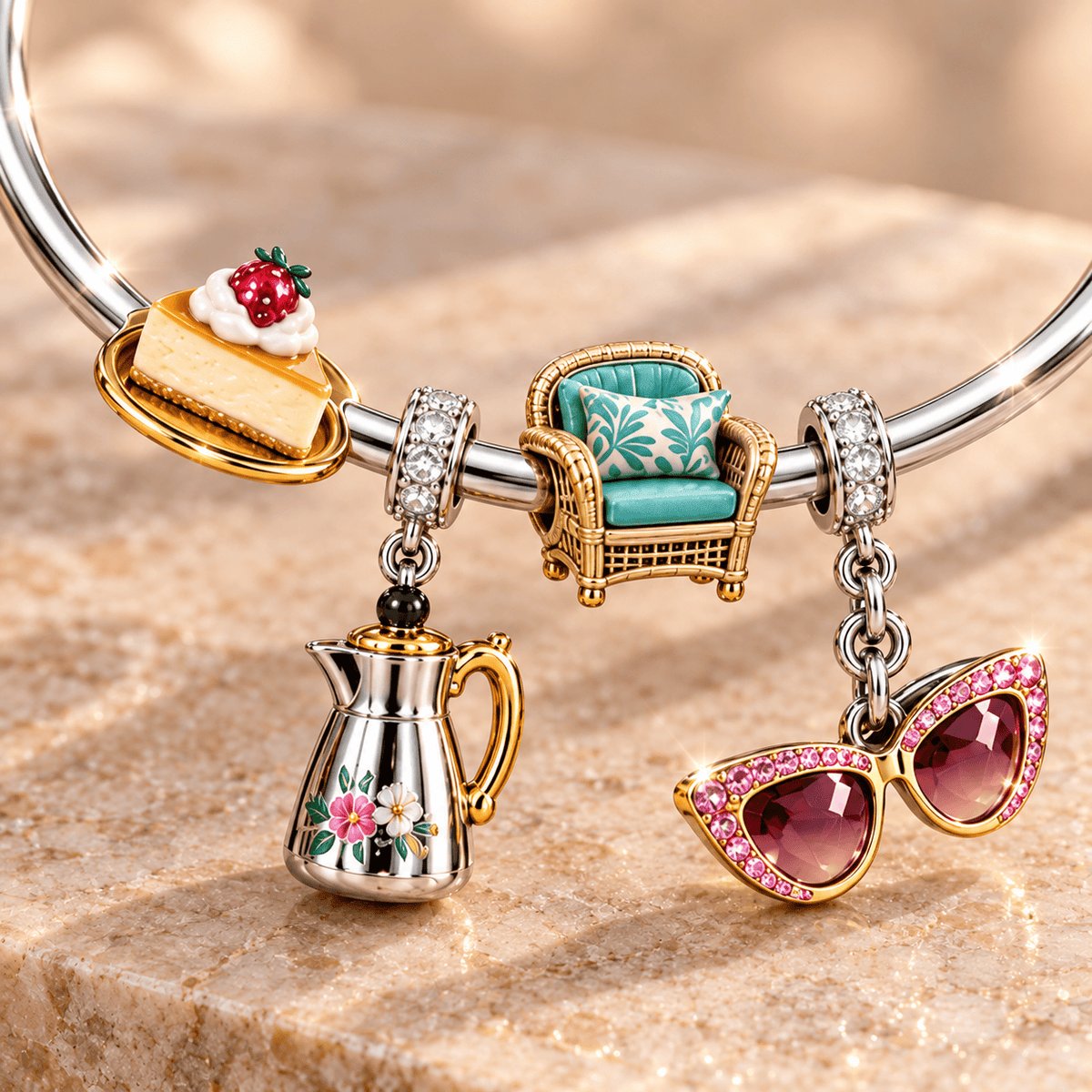 TGG Sliver Charm Bracelet Set TMH