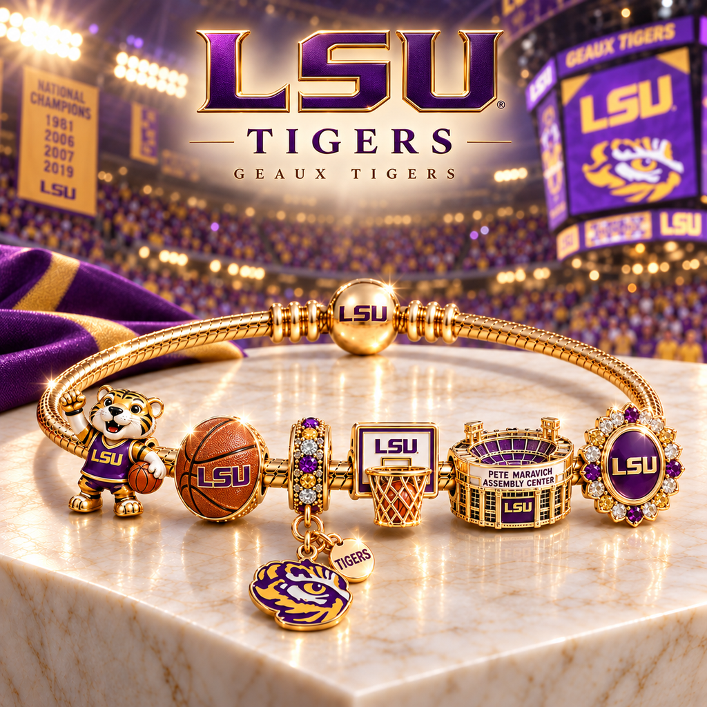 LSU Gold Charm Bracelet Set TTTT