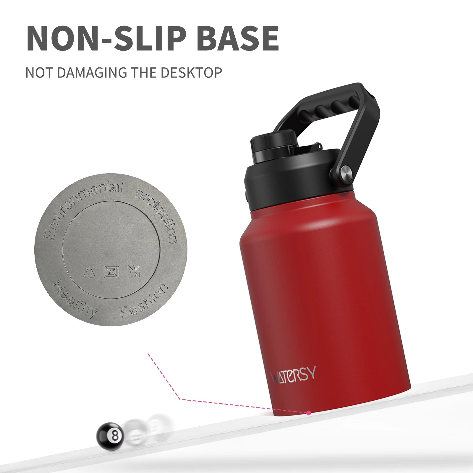 WATERSY 1.8L/2.5L/3.7L Insulated Water Bottle Large Capacity Thermos Bottle Stainless Steel Vacuum Flasks with Handle Keep Cold
