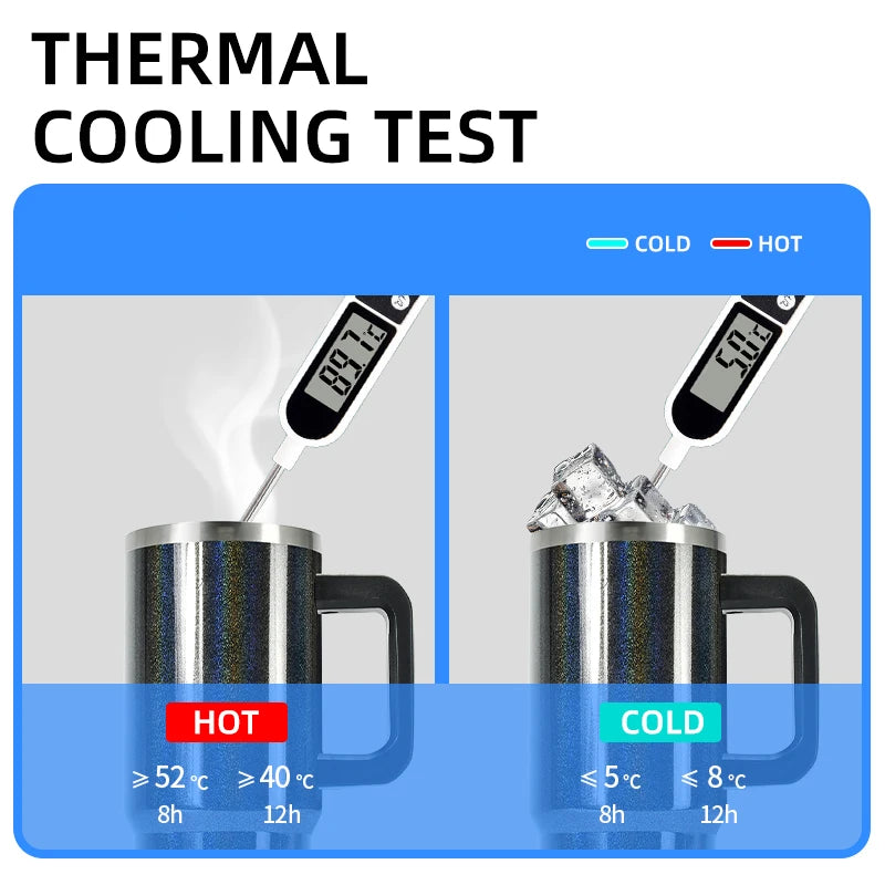 WATERSY 2Pcs Stainless Steel Thermal Cup 40oz Large Capacity Tumbler with Handle Coffee Insulated Mug Travel for Gifts Cup