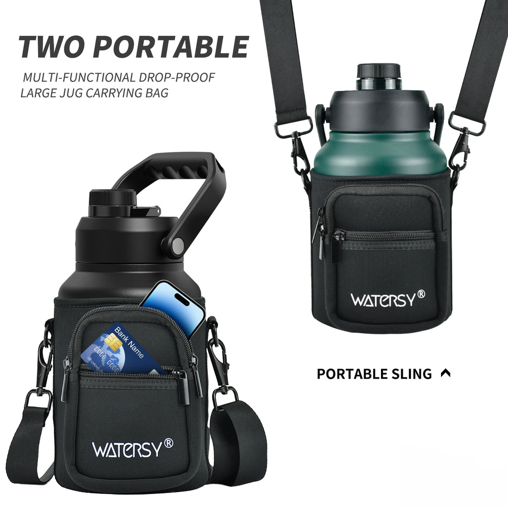 WATERSY 1.8L Stainless Steel Thermal Bottle Large Capacity Insulated Water Bottle Keep Cold 48H for Hiking Camping Sports Kettle
