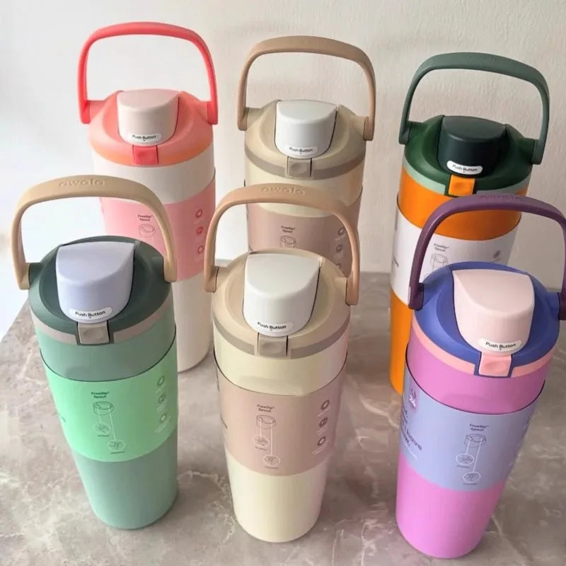 960ml Double-Wall Vacuum Insulated Cup with Handle - Leakproof Thermal Cup, Non-Slip Grip & Spill-Proof Lid Ideal Gift